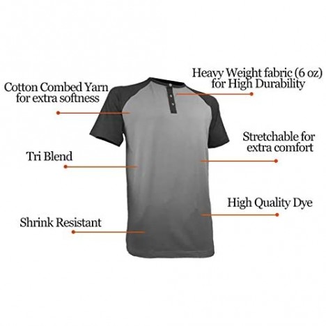 Styllion Big and Tall - Mens Raglan Baseball Henley Shirts - Heavy Weight - RHSS