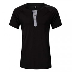 Yong Horse Mens Casual Short Sleeve Jersey Henley T Shirt Baseball Shirts Cotton Tshirts Slim Fit