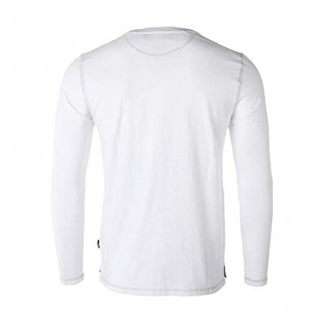 ZIMEGO Men's Vintage Wash Color Dyed Long Sleeve V-Neck Henley Slim Casual Shirt