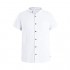 Angeun Mens Linen Shirt Casual Button Down Short Sleeve Workout Loose Fit Banded Collar Shirts with a Chest Pocket