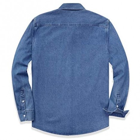 Dubinik Men's Long Sleeve Denim Button Down Shirt Western Cotton Casual Work Shirt