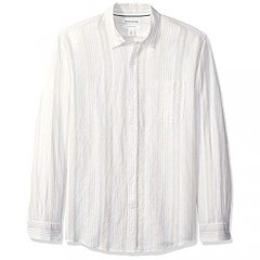 Essentials Men's Regular-Fit Long-Sleeve Linen Cotton Shirt