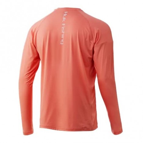 Huk Men's Pursuit Vented Long Sleeve 30 UPF Fishing Shirt Fusion Coral Medium