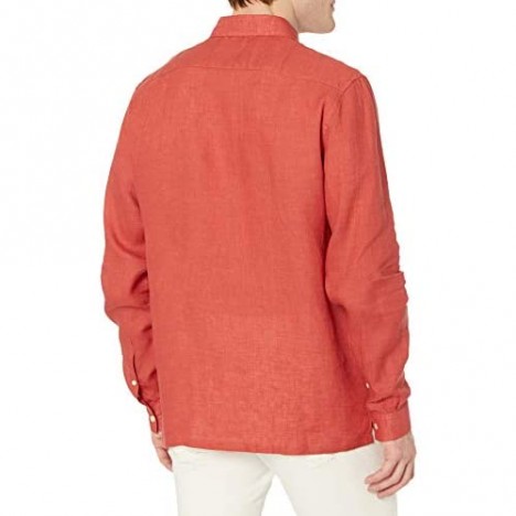 Lacoste Men's Long Sleeve Regular Fit Linen Button Down Shirt