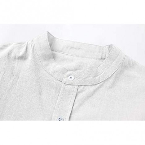 Makkrom Men's Linen Button Down Shirt Long Sleeve Casual Loose Hippie Beach Yoga T-Shirts Tops