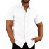 Oyamiki Mens Short Sleeve Regular-Fit Shirt Fishing Tees Linen Cotton Button-Down Shirts