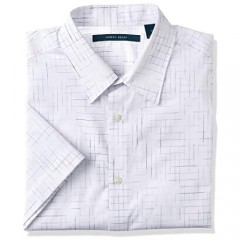 Perry Ellis Men's Space Dyed Broken Check Short Sleeve Button-Down Shirt