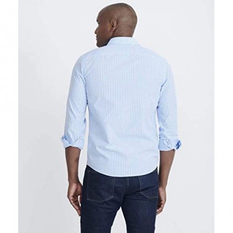 UNTUCKit Carneros - Untucked Shirt for Men Long Sleeve Light Blue Gingham