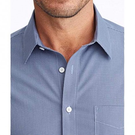 UNTUCKit Marcasin Wrinkle Free - Untucked Shirt for Men Long Sleeve Blue Gingham Large Slim Fit