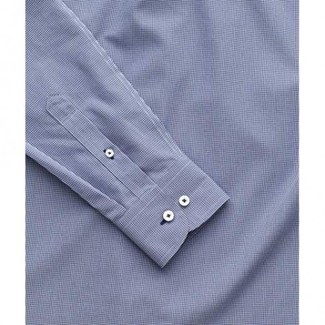 UNTUCKit Marcasin Wrinkle Free - Untucked Shirt for Men Long Sleeve Blue Gingham Large Slim Fit