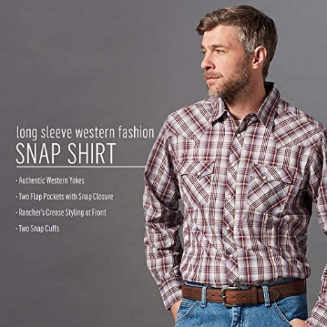 Wrangler Men's Western Fashion Two Pocket Long Sleeve Snap Shirt