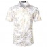 ZEROYAA Men's Luxury Paisley Shiny Printed Slim Fit Short Sleeve Button Up Dress Shirt