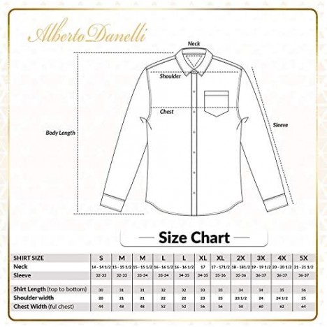 Alberto Danelli Men's Printed Shirt Long Sleeve Button-Down Microfiber Dress Shirt Regular Fit