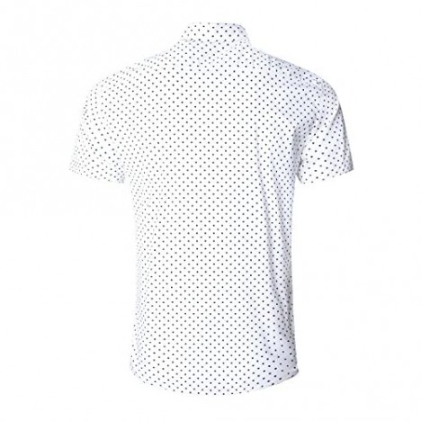 AVANZADA Men's Casual Dress Cotton Polka Dots Short Sleeve Shirts