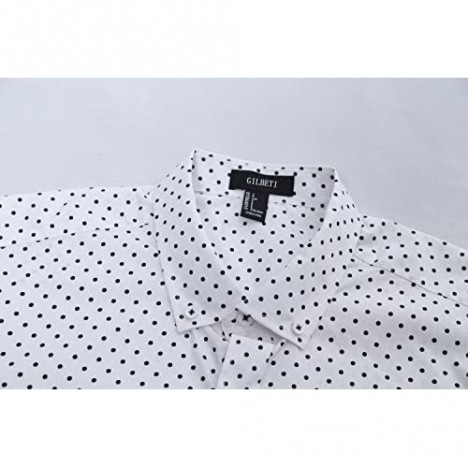 AVANZADA Men's Casual Dress Cotton Polka Dots Short Sleeve Shirts