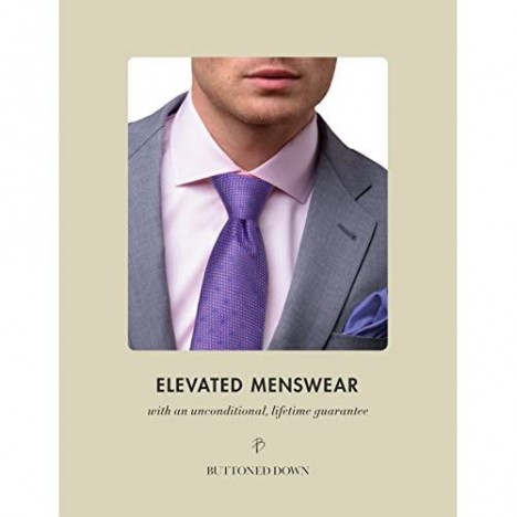 Brand - Buttoned Down Men's Tailored Fit Cutaway Collar Pattern Dress Shirt