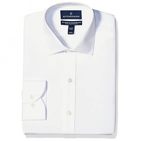 Brand - Buttoned Down Men's Xtra-Slim Fit Stretch Poplin Dress Shirt Supima Cotton Non-Iron Spread-Collar
