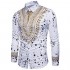 Cloudstyle Mens Dashiki Button Down Slim Fit African Ethnic Printed Long Sleeve Dress Shirt