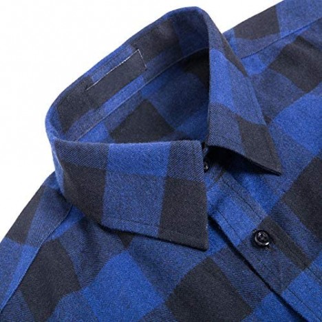DOKKIA Men's Flannel Shirts Long Sleeve Buffalo Plaid Checked Button Up Dress Jacket