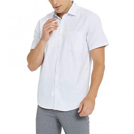Ebind Mens Short Sleeve Shirts Classic Solid Oxford Shirt
