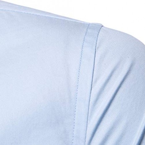 Manwan walk Mens Casual Button Down Shirts Short Sleeve Regular Fit Inner Contrast Dress Shirt