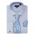 Men's Checks Dot Printed Regular Fit Dress Shirts with Tie Hanky Cufflinks Combo French Cuffs