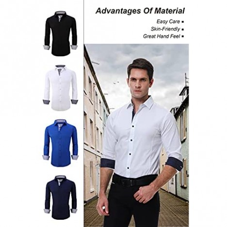 Mens Regular Fit Dress Shirts Mens Stretch Dress Shirts Casual Long Sleeve Shirts for Men