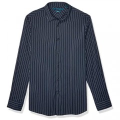 Perry Ellis Men's Slim Fit Stretch Multi-Color Striped Long Sleeve Shirt