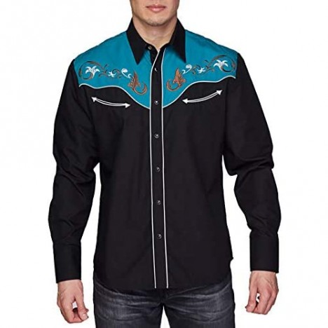 RCCO RODEO CLOTHING COMPANY Men's Embroidered Western Inspired Long Sleeves Button Down Dress Shirt