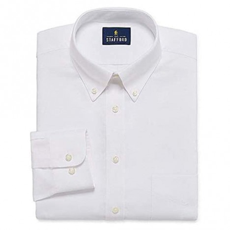 Stafford Regular Travel Oxford Mens Button Down Collar Long Sleeve Wrinkle Free Stretch Dress Shirt