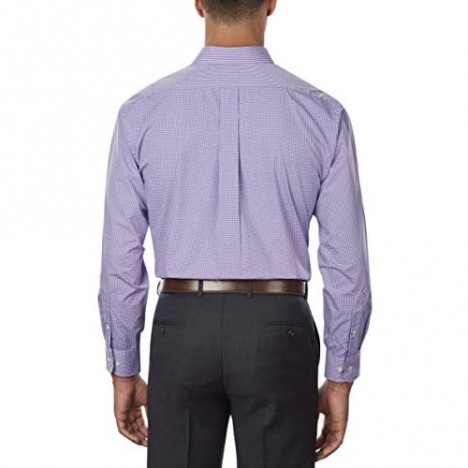 Van Heusen Men's Regular Fit Gingham Button Down Collar Dress Shirt Amethyst Small