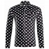 XI PENG Men's Casual Dress Cotton Polka Dots Short Sleeve Fitted Button Down Shirts