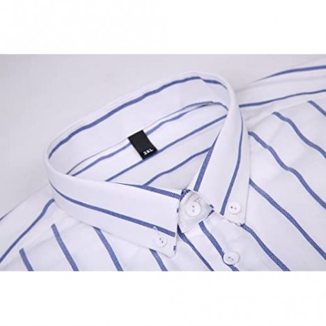 XTAPAN Men's Long Sleeve Casual Slim Fit Vertical Striped Button Down Dress Shirt