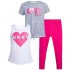 DKNY Girls' Pants Set – 3 Piece T-Shirt  Tank Top  and Leggings Kids Clothing Set