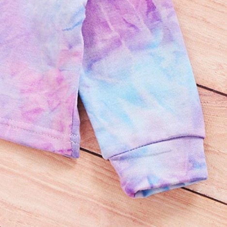 GOOCHEER Toddler Girl Clothes Tie Dye Long Sleeve Hoodie and Pant Set Toddler Girl Spring Fall Winter Outfit Clothing
