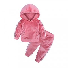 MYGBCPJS 2Pcs Fashion Toddler Baby Girl Velvet Sweatshirt Tops Pant Set Tracksuit