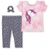 Nannette 3-Pack Butterfly Printed Shirt and Leggings Set with Hair Scrunchie for Girls