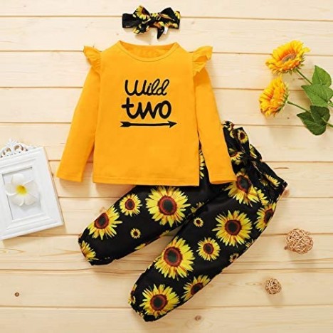 Shalofer Little Girl Wild Two Outfits Girls Two Year Old Birthday Clothes Set