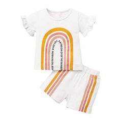 Toddler Girls 2Pcs Summer Outfits Set Ruffle T-Shirt Tops Pants Short Set 1-5T
