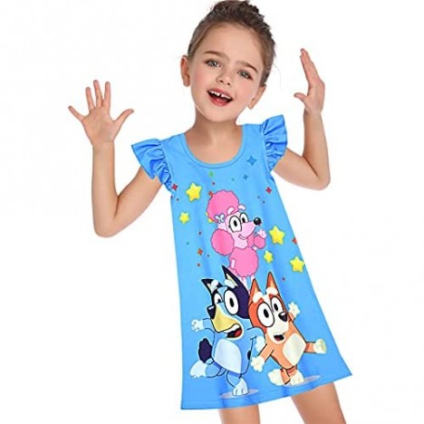Toddler Girls Princess Dress Print Cartoon Dress Up Baby Summer Outdoor Sundress (E-Blue 2-3T)