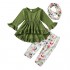 Toddler Little Girl Fall Outfit Ruffle Long Sleeve Tunic Top Dress & Long Pants with Headband Clothes Set