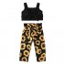 Trendy Kids Toddler Girl Summer Outfit Sleeveless Crop Top+ High Waist Sunflower Pants with Belt Clothes 1-6T