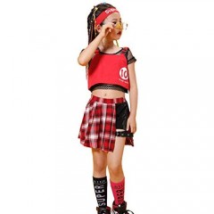 3 Pieces Girls Jazz Dance Outfit  Top and Shorts Skirts Set for Kids Stage Performance Hip Hop Clothing Set