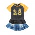 Chumhey Baby & Little Girls 2pc Short Sleeve Tee Denim Ruffle Summer Shorts Set