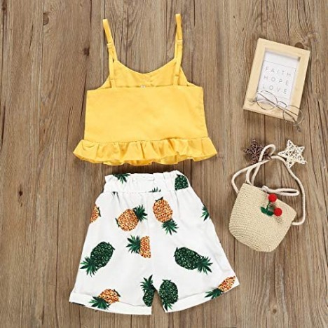 Kids Baby Girls Outfits Floral Ruffle Off Shoulder Crop Tops + Bowknot Denim Shorts Skirt Set Toddler Summer Clothes