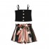 KIDSA Baby Toddler Girl Outfit Off Shoulder Halter Crop Tops Striped Shorts Fashion Summer Clothes Set