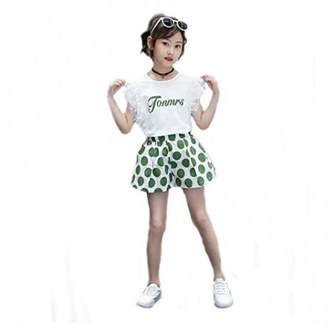 little dragon pig Girl Teen Toddler Matching Outfit Short Sleeve Tshirt Polka Dot Shorts 2PCS Clothes