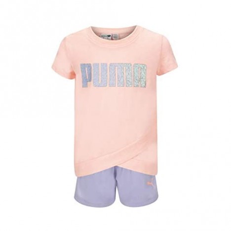 PUMA Girls' Graphic T-Shirt & Mesh Short Set