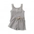 Toddler Baby Girl Summer Outfit Clothes Stripe Tank Top Cotton Shorts Knit Ribbed Outfit Set 2 Pcs