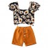 Toddler Girls Puff Short Sleeve Shirt Floral Backless Cami Top Ruffle Crop Top Elastic Waist Shorts Summer Outfits